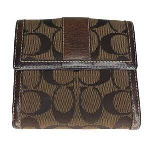 Vintage COACH Signature Bifold Brown Canvas Snap Wallet Coin Pouch